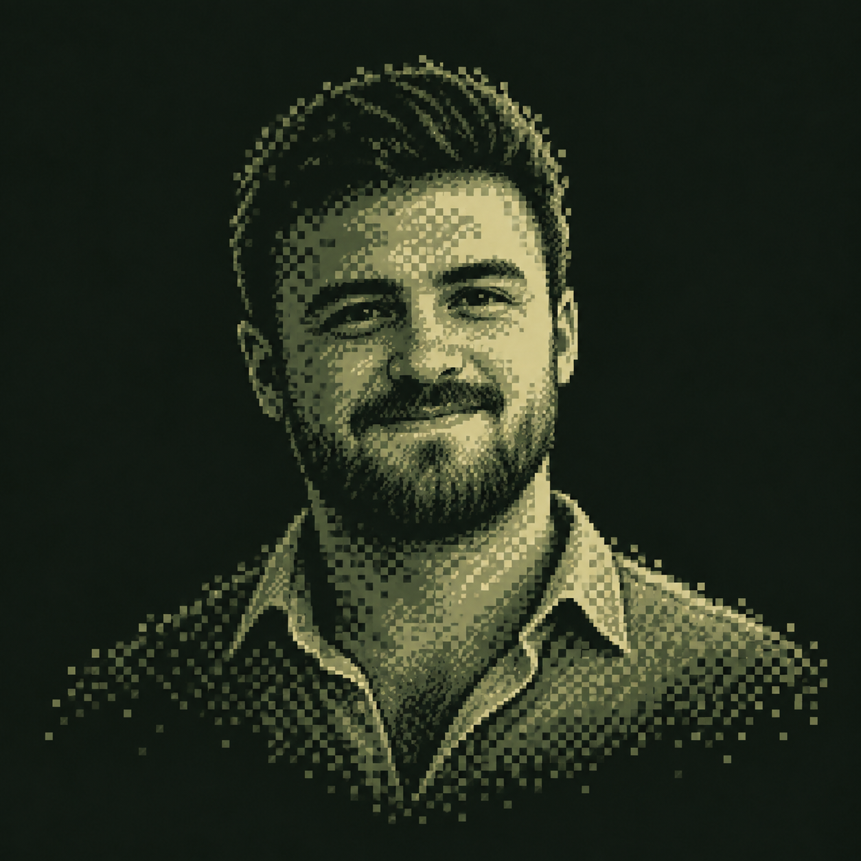 Pixel-art editorial portrait of Idan Sugarman